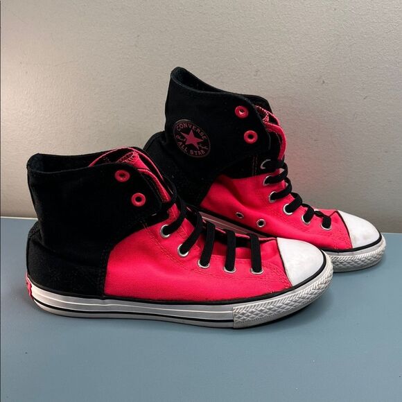 Converse Pink and Black High-Top Velcro Close Sneakers Junior 5= Women’s 7-7.5 - Picture 4 of 9